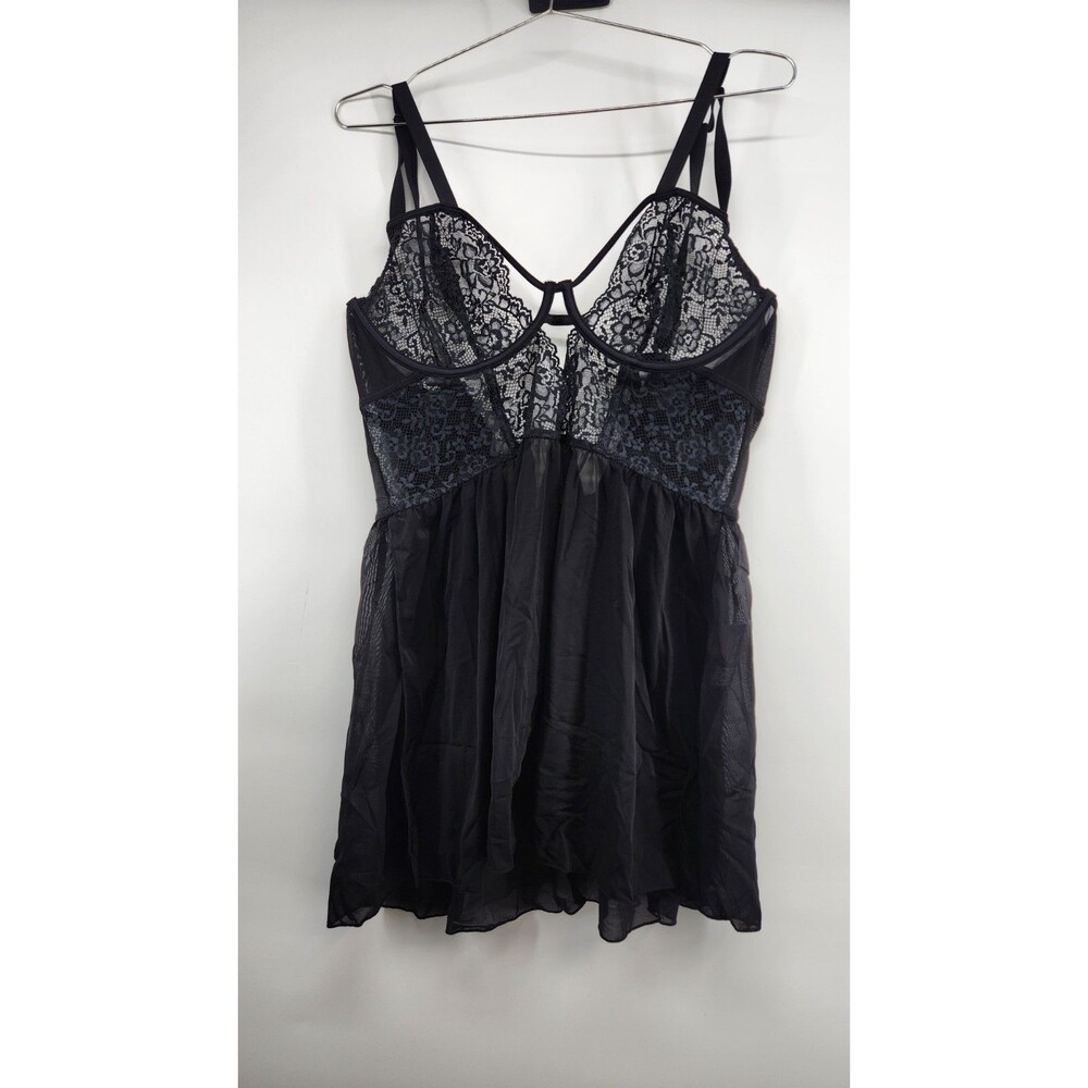 Adore Me Women's‎ 2X Jet Black Rae Babydoll Lingerie Sleepwear NWT